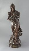 After D. Campagne. A bronze figure L'Hymne Du Soir, height 23.5in.