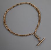 An early 20th century 9ct. gold albert chain, approx. 36cm.