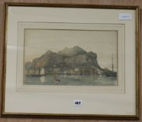 Early 19th century English School, watercolour, Shipping off Dumbarton Rock (?) 22.5 x 37cm