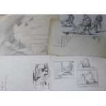 Frank Brangwyn, three pencil sketches, figure studies and landscapes Largest 19 x 26cm unframed