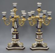 A pair of Italian porcelain and gilt metal candelabra height 42cm