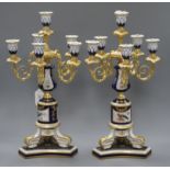 A pair of Italian porcelain and gilt metal candelabra height 42cm