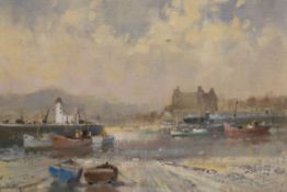 Jon Peaty, oil on board, estuary scene, 24 x 35cm and a coastal scene by John Snelling, 40 x 50cm