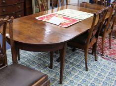 A George III mahogany 'D' end dining table, with central drop leaf extends to 260 x 108cm