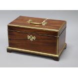 A Georgian mahogany and brass bound tea caddy length 28cm