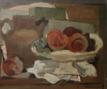 Henri Malancon (1876-1960), oil on canvas, still life of fruit on a table top, signed, 37 x 46cm