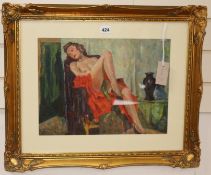 Lucian Lummsen, oil on board, artist model, signed and dated '39, 29 x 39cm