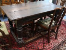 An 17th century oak refectory table, from Ludlow Castle c.1620 W.149cm