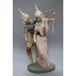 A large Lladro figure of Thai Dancers, c.1974, model No.2058 by Vincent Martinez height 50.5cm