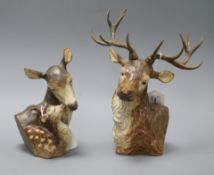 Two Lladro models of deers heads, 'King of the Forest' and 'Forest Born' tallest 26.5cm
