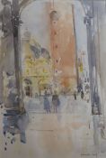 Pamela Kay, 2 watercolours, St Marks Square from the west end and Camel Rider, Jasilmere, signed