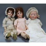 Three bisque head dolls