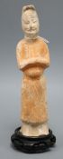 A Terracotta funerary figure and stand height 24cm