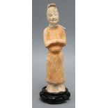 A Terracotta funerary figure and stand height 24cm