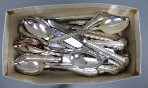 A quantity of mixed white metal handled cutlery including Swedish and other plated flatware.