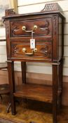 A George III style mahogany bedside chest, with two drawer cabinet W.46cm