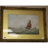 George Stanfield Walters, watercolour, Coming into Gorleston Harbour, signed 32 x 49cm