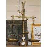 A set of brass balance scales height 61cm