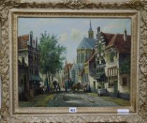 A.Van Hoeven, oil on canvas, Dutch street scene, 40 x 50cm