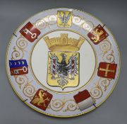 An Atelier Henri Flagey, Besanson 1884 armorial charger diameter 50cm