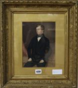 Victorian School, watercolour, portrait of a gentleman, 23 x 16cm