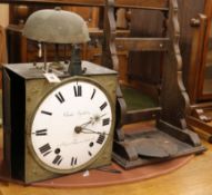 A 19th century French embossed brass dial wall clock by Claude Gigodot with oak wall bracket W.33cm