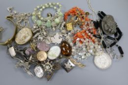 A collection of silver and other costume jewellery, including a Scottish Ola Gorie silver brooch