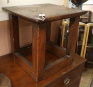 A heavy antique oak stool W.50cm