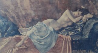 Sir William Russell Flint, limited edition print, reclining model, signed, 34 x 60cm
