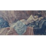 Sir William Russell Flint, limited edition print, reclining model, signed, 34 x 60cm