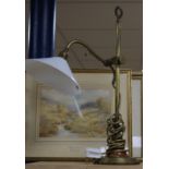 An Edwardian brass reading lamp height 52cm