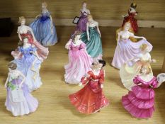 Twelve Royal Doulton figures: Jennifer, Deborah, Patricia, Jessica, Lauren, Rebecca, Rachel,