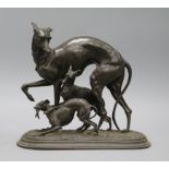 A spelter model of greyhounds height 27cm