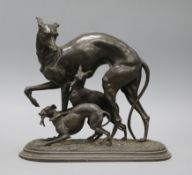 A spelter model of greyhounds height 27cm