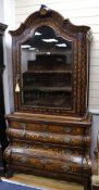 A 19th century Dutch marquetry vitrine W.116cm approx