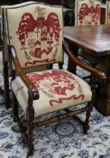 A set of eight 17th century style oak dining chairs