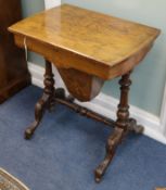 A Victorian inlaid walnut work table W.62cm