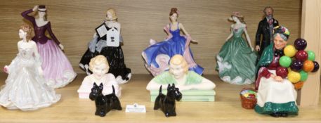 Royal Doulton figures: Vera, Gladys, Old Balloon Seller, Best Wishes, Silver Wedding Anniversary,