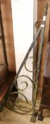 A black painted wrought iron basket hanger W.56cm