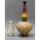 A Royal Doulton bottle vase and a Grainger vase tallest 44cm