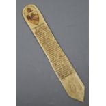 A Victorian whalebone scrimshaw bookmark or page turner