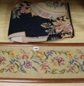 A floral tapestry rug and a panel panel H.166cm