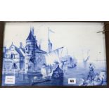 A Villeroy & Boch blue and white plaque 28 x 44.5cm excl. frame