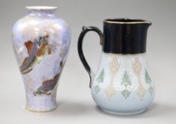 A Lovatt jug and a Wilton Ware fish vase