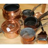 A quantity of copper including pans