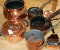 A quantity of copper including pans