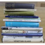 A quantity of reference books relating to glass including Gallé, Venetian glass, paperweights, Irish