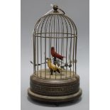 An automaton birds in a cage overall height 30cm