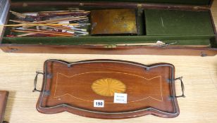 A Victorian shotgun case and a small tray