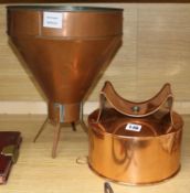 An 18th century bound manuscript containing brewery recipes and two copper beer funnels